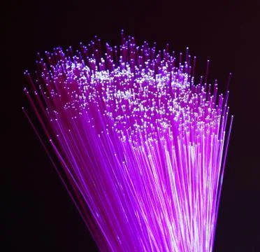 Fiber optics network cable on technology background Stock Photos