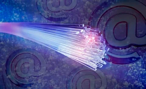Fiber optics network cable for ultra fast internet communications, thin light Stock Photos
