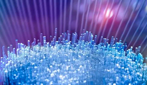 Fiber optics network cable for ultra fast internet communications, thin light Stock Photos