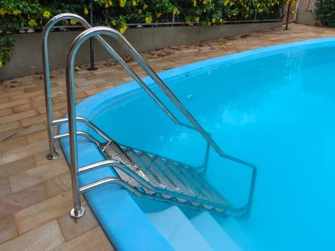 Fiber pool ladder for the elderly and obese 2 Stock Photos