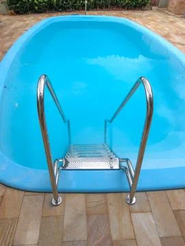 Fiber pool ladder for the elderly and obese 3 Stock Photos
