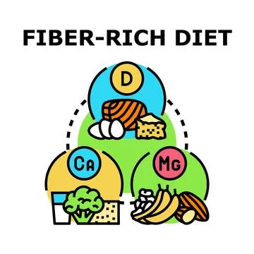 Fiber rich diet concept presenting healthy food ingredients Stock Illustration