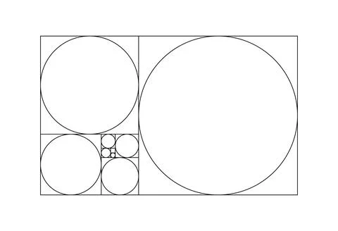 Fibonacci numbers, array. Template of horizontal golden ratio harmony Stock Illustration