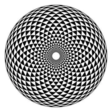 Fibonacci pattern, black and white triangle checkered circle Stock Illustration
