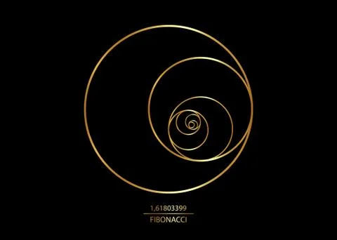 Fibonacci Sequence Circle. Golden ratio. Geometric shapes spiral. Luxury logo Illustrazione stock