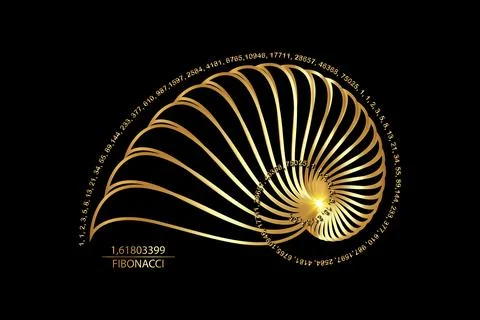 Fibonacci Sequence Golden ratio. Geometric shapes spiral. Snail spiral Stock Illustration