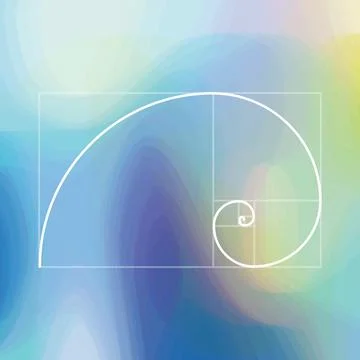 Fibonacci sequence, golden spiral Background, Golden ratio proportion Stock Illustration