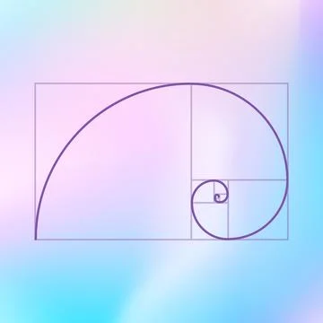 Fibonacci sequence, golden spiral Background, Golden ratio proportion Stock Illustration