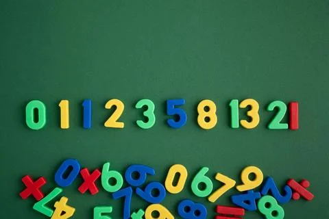 Fibonacci sequence numbers creating mathematical learning concept 写真素材