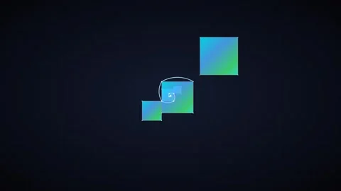 Fibonacci Spiral Golden Ratio Loop - Glowing Square Geometry Backdrop Stock Footage 341564710