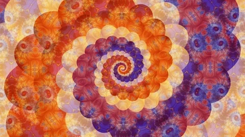 Fibonacci swirl, colorful pattern rotating, spiraliform fractal revolving Stock Footage 256181628