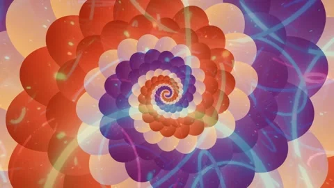 Fibonacci swirl, colorful pattern rotating, spiral fractal revolving background Vidéo 256241502