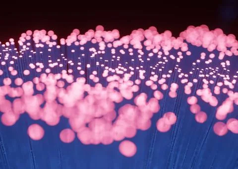 Fibre optic for data transfer transmission 3d render of blinking fibre opt... Stock Photos