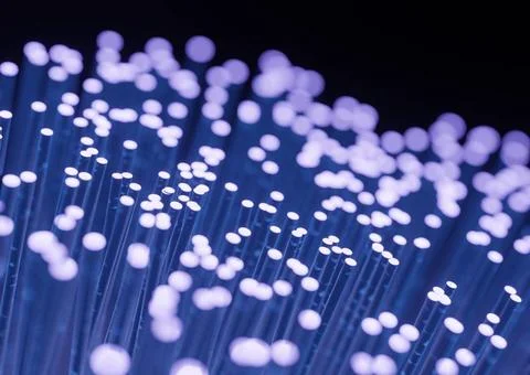 Fibre optic for data transfer transmission 3d render of blinking fibre opt... Stock Photos
