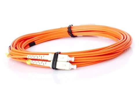 Fibre Optic Network Cables New Fibre Optic Network Cables on white backgro... Foto stock