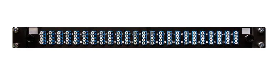 Fibre Optic Network Patch Panel With 48 High Density LC Connectors 写真素材