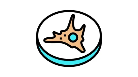 Fibroblast cell immunity color icon animation Stock Footage 224023269