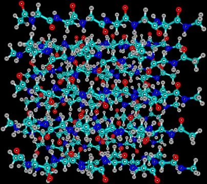 Fibroin molecular structure isolated on black background Stock Illustration