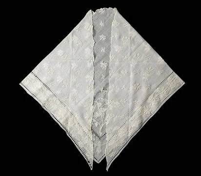 . Fichu, triangular, linen balance embroidered with a floral spreading dot... Stock Photos