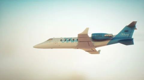 Fictional airline private jet in the clouds in 4k Stock Footage 43257482