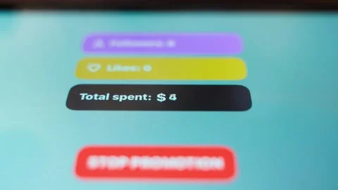 A fictional app for promoting social media for money, close-up. Clicking on the Stock Footage 306587657