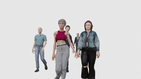 Fictional characters walking. 3d animation of people walking with alpha channel Stock-Footage 310642531