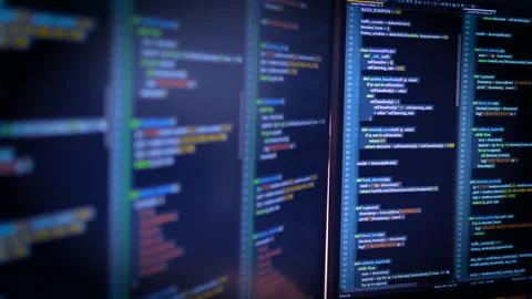 Fictional Code On Computer Screen Stock Footage 330292013