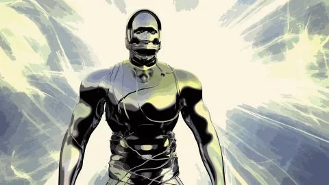 Fictional cyborg character, a man of the future. Stock Illustration