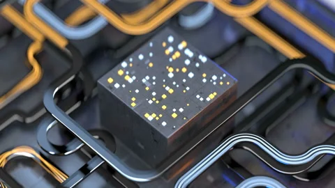 Fictional electronic board seamless loop 3D render animation Stock Footage 104049509