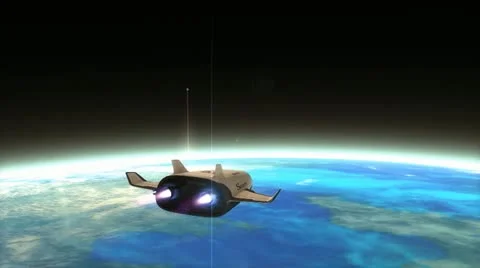 Fictional future's space elevator, orbit, exploration. Vidéo 12678450