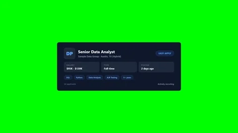 Fictional Job Posting Card on Green Screen 库存影片 346507989