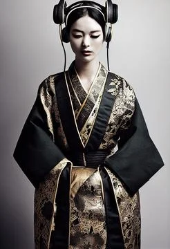 A fictional person, not based on a real person. A young beautiful geisha in a Stock Illustration