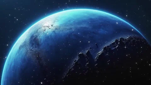 Fictional planet with colourful night sky and stars Stock Footage 276252909