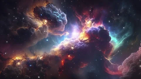 Fictional planet with colourful night sky and stars Stock Footage 276253341