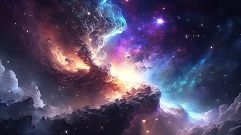 Fictional planet with colourful night sky and stars Stock Footage 276253417