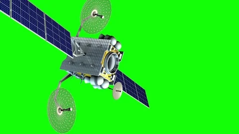 Fictional space satellite on green screen, 3d animation Stock Footage 85018055