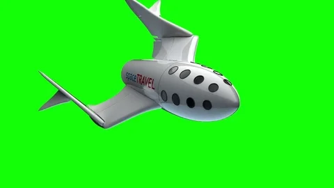 Fictional spaceplane, green chroma key. Concept of spaceship for space tourism Stock Footage 85066591