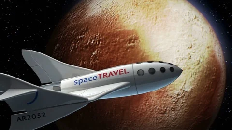 Fictional spaceplane on orbit of Pluto Stockbeeldmateriaal 84863224