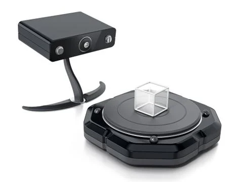 Fictitious 3D scanner isolated on white background. 3D illustration Stock Illustration