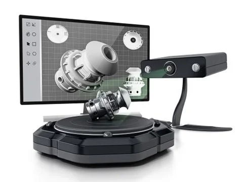Fictitious 3D scanner isolated on white background. 3D illustration Stock Illustration