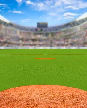 Fictitious Baseball Stadium With Copy Space Stock Photos