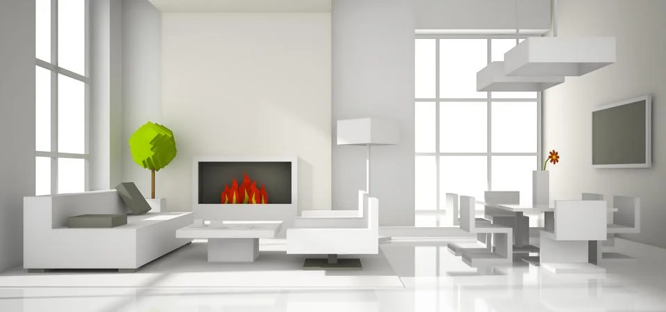 Fictitious interior of paper 3D rendering Stock Illustration