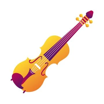 Fiddle string instrument line and fill style Stock Illustration