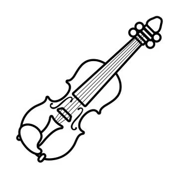 Fiddle string instrument line style Stock Illustration