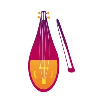 Fiddle string instrument style line and fill icon Stock Illustration
