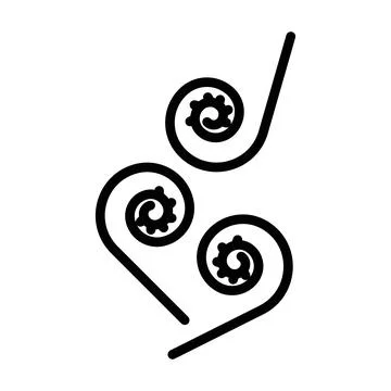 Fiddleheads icon linear logo mark in black and white Stock Illustration