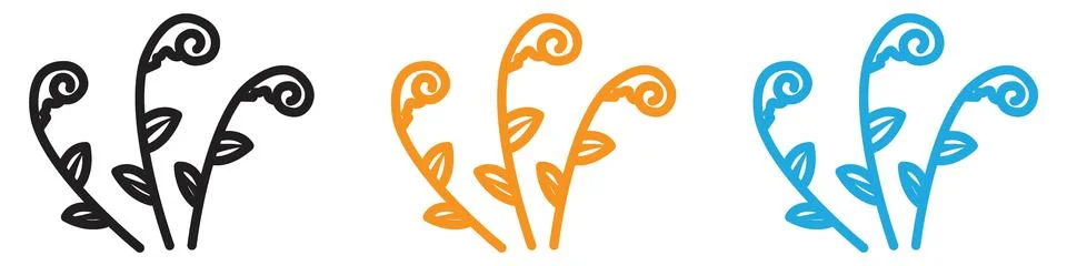 Fiddleheads icon vector logo set collection for web app ui Stock Illustration