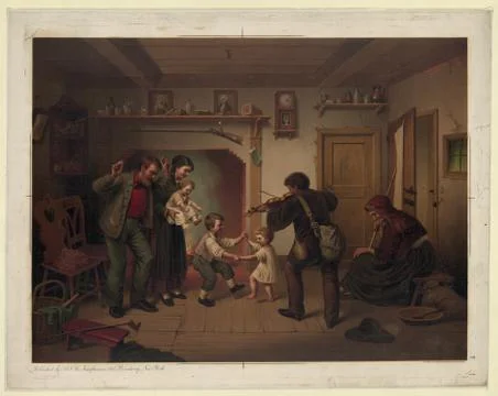 Fiddler and dancers Foto stock