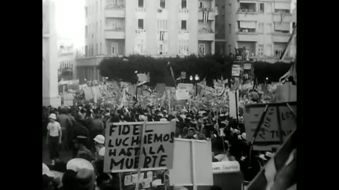 Fidel Castro leads a revolution in Cuba in the early 1960s. Stock Footage 74700192