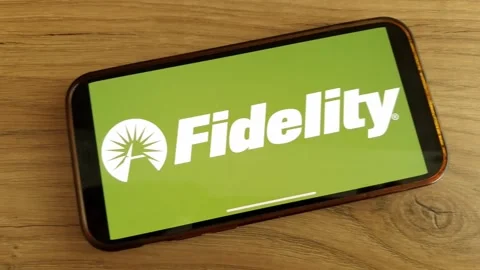 Fidelity logo displayed on mobile phone Stock Footage 241746230